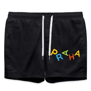 Colorful Prague Souvenir T-Shirt - Swim Trunks - black - Front - AI Model Male 185 light (185cm)