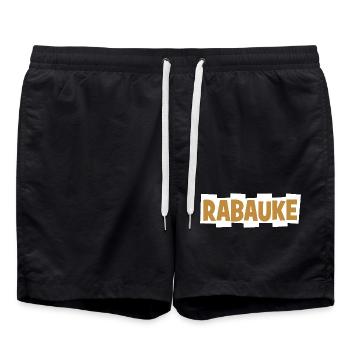 Rabauke - ungehobelter Mensch - ungezogenes Kind - Badeshorts - Schwarz - Vorne - AI Model Male 185 light (185cm)
