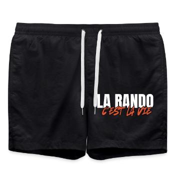 Wandern ist Leben. Humor, Leidenschaft, Wandern - Badeshorts - Schwarz - Vorne - AI Model Male 185 light (185cm)