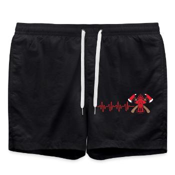 Firefighter Fire Brigade - Swim Trunks - black - Front - AI Model Male 185 light (185cm)
