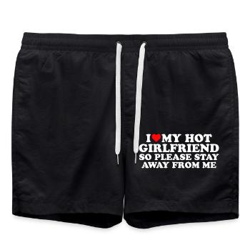 I LOVE HOT GIRLFRIEND SO PLEASE STAY AWAY - Badeshorts - Schwarz - Vorne - AI Model Male 185 light (185cm)
