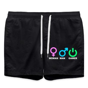 Mann Frau Gamer Gaming - Badeshorts - Schwarz - Vorne - AI Model Male 185 light (185cm)