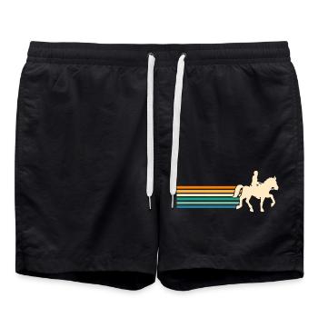 Riding Horses - Swim Trunks - black - Front - AI Model Male 185 light (185cm)