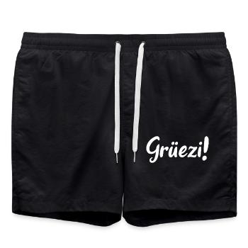 Grüezi - Schweiz - Switzerland - Swiss - Suisse - Swim Trunks - black - Front - AI Model Male 185 light (185cm)