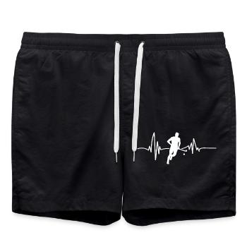 Feldhockeyspieler Herzschlag Feldhockey - Badeshorts - Schwarz - Vorne - AI Model Male 185 light (185cm)
