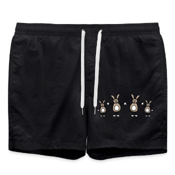 4 Hasen Familie Kinder Eltern vier Geschwister Süß - Badeshorts - Schwarz - Vorne - AI Model Male 185 light (185cm)