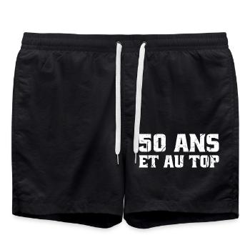 50 ans Top 50ème ANNIVERSAIRE Vintage né en 1975 - Short de bain - noir - Devant - AI Model Male 185 light (185cm)