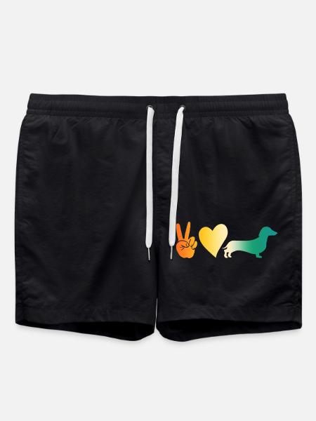 Hund Dackel - Badeshorts - Schwarz