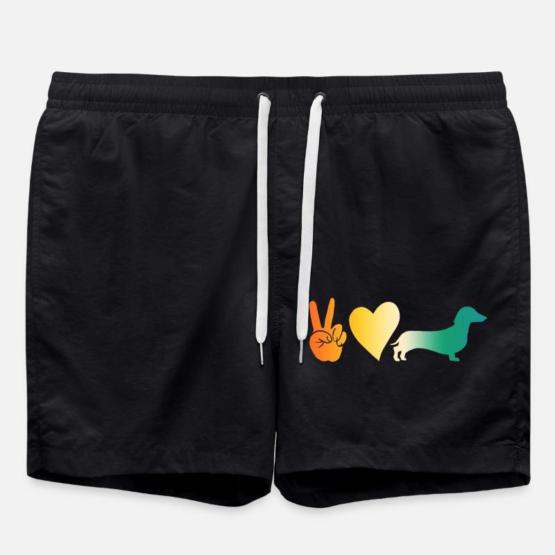 Dog Dachshund - Swim Trunks - black