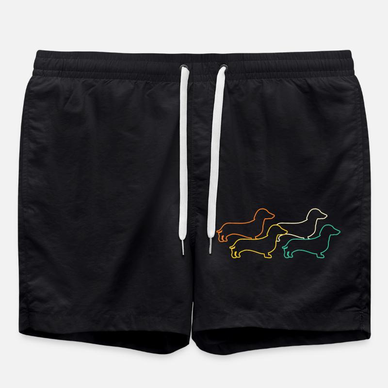 Hund Dackel - Badeshorts - Schwarz