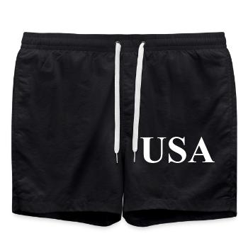 USA Logo Slogan - United States of America - Badeshorts - Schwarz - Vorne - AI Model Male 185 light (185cm)