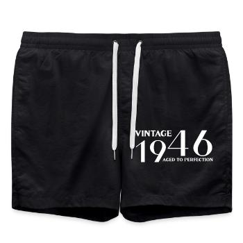 Vintage 1946 aged to perfection - Swim Trunks - black - Front - AI Model Male 185 light (185cm)