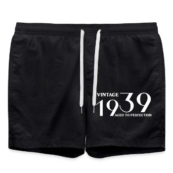 Vintage 1939 aged to perfection - Short de bain - noir - Devant - AI Model Male 185 light (185cm)
