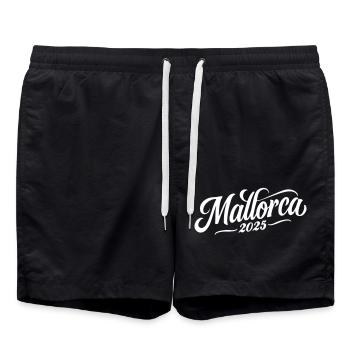 Mallorca 2025 - Badeshorts - Schwarz - Vorne - AI Model Male 185 light (185cm)
