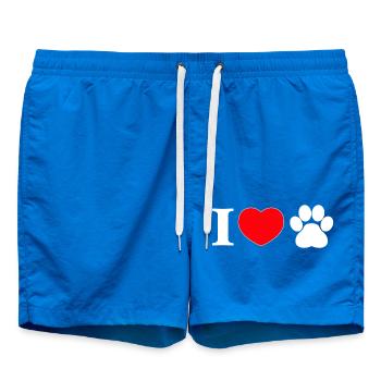 "I love" mit Pfotenabdruck - Badeshorts - Cobalt blue - Vorne