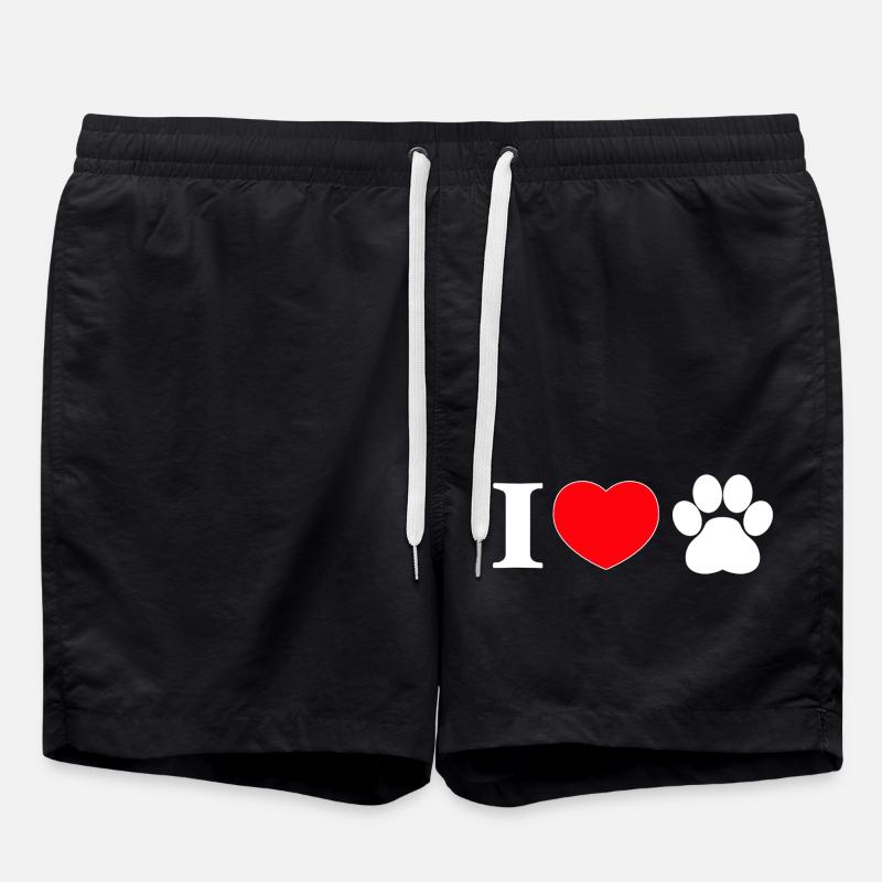 "I love" with paw print - Swim Trunks - black