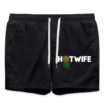 Hotwife Renversé Ananas Swinger Femme Chaude - Short de bain - noir - Devant - AI Model Male 185 light (185cm)