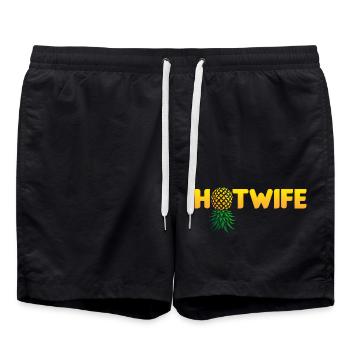 Hotwife Renversé Ananas Swinger Femme Chaude - Short de bain - noir - Devant - AI Model Male 185 light (185cm)