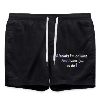 La confiance en soi rencontre l’IA – Citation cool - Short de bain - noir - Devant - AI Model Male 185 light (185cm)