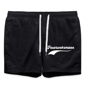 Feuerwehrmann Spruch cool Feuerwehr Retro - Badeshorts - Schwarz - Vorne - AI Model Male 185 light (185cm)