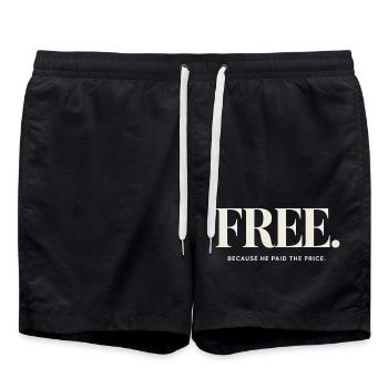 Christliche Freiheit Weil Er Den Preis Zahlte - Badeshorts - Schwarz - Vorne - AI Model Male 185 light (185cm)