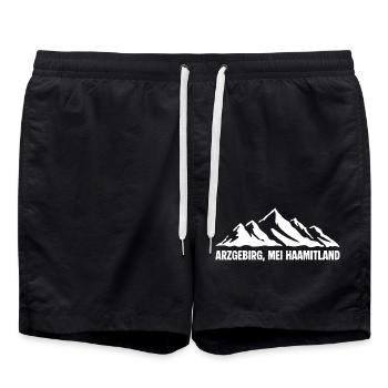 Erzgebirge Mundart - Badeshorts - Schwarz - Vorne - AI Model Male 185 light (185cm)