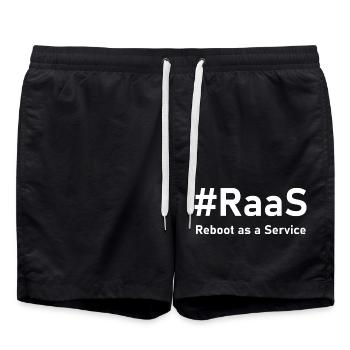 RaaS – Reboot as a Service | Funny IT saying - Swim Trunks - black - Front - AI Model Male 185 light (185cm)