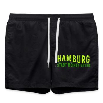 HAMBURG STADT MEINER VÄTER (Vectorgrafik) - Badeshorts - Schwarz - Vorne - AI Model Male 185 light (185cm)