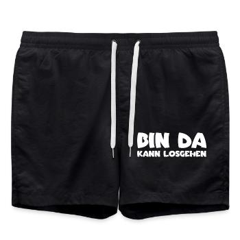 Bin da - Kann losgehen - Badeshorts - Schwarz - Vorne - AI Model Male 185 light (185cm)
