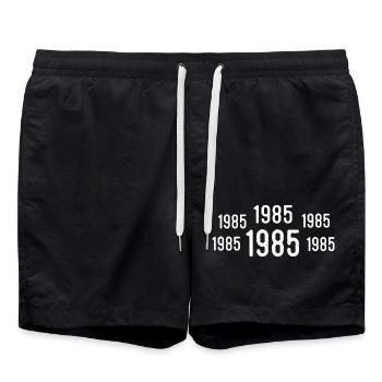 Retro 1985 Geburtstag 1985 Jahrgang Geschenk 1985 - Badeshorts - Schwarz - Vorne - AI Model Male 185 light (185cm)