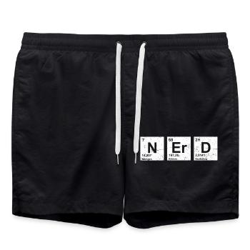 Nerd vintage periodic table of elements - Swim Trunks - black - Front - AI Model Male 185 light (185cm)