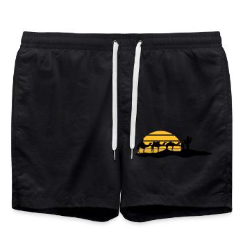 coureur de caravane de bande de soleil voyage cactus kame - Short de bain - noir - Devant - AI Model Male 185 light (185cm)