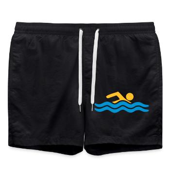 sea swimming pool holiday waves water cool sports lo - Swim Trunks - black - Front - AI Model Male 185 light (185cm)
