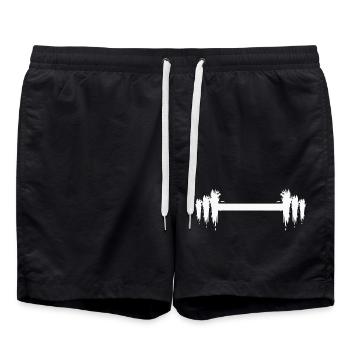 Hantel Lang Design Weiß Fitness Training Gewicht - Badeshorts - Schwarz - Vorne - AI Model Male 185 light (185cm)