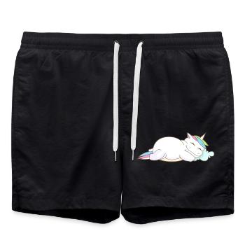 Licorne Dormir Fatigué oreiller Se détendre Cadeau - Short de bain - noir - Devant - AI Model Male 185 light (185cm)