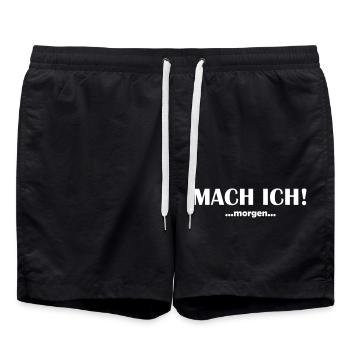 Mach ich morgen - Badeshorts - Schwarz - Vorne - AI Model Male 185 light (185cm)