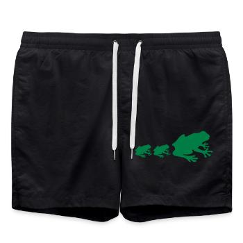 3 frog family 2 children papa mama father's day courage - Swim Trunks - black - Front - AI Model Male 185 light (185cm)