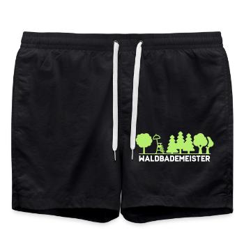 Waldbademeister fürs Waldbaden und Waldbad - Badeshorts - Schwarz - Vorne - AI Model Male 185 light (185cm)