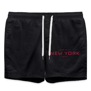 Meet me in New York - Badeshorts - Schwarz - Vorne - AI Model Male 185 light (185cm)