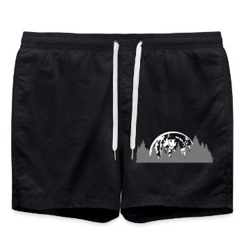 pleine lune lune nuit naufrage baeume wald nadelwal - Short de bain - noir - Devant - AI Model Male 185 light (185cm)
