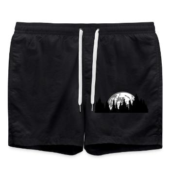 mond nacht vollmond untergang baeume wald nadelwal - Badeshorts - Schwarz - Vorne - AI Model Male 185 light (185cm)
