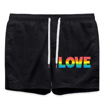 Amour arc-en-ciel - Short de bain - noir - Devant - AI Model Male 185 light (185cm)