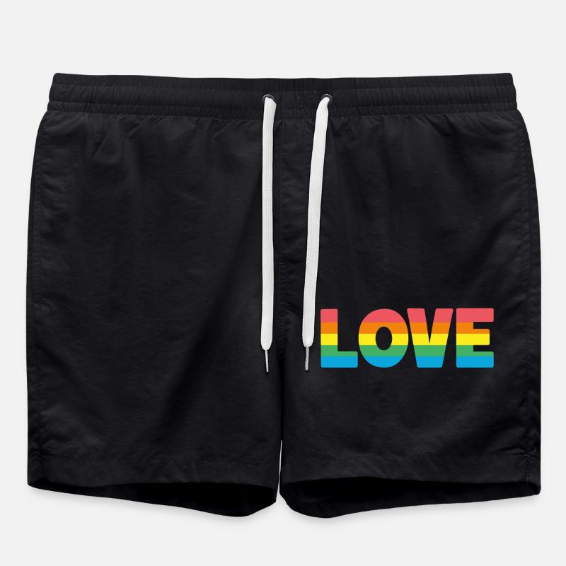 Love rainbow - Swim Trunks - black
