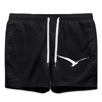 Vintage Möwe im Flug - Badeshorts - Schwarz - Vorne - AI Model Male 185 light (185cm)