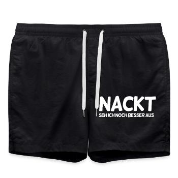 Lustiger Spruch - Badeshorts - Schwarz - Vorne - AI Model Male 185 light (185cm)