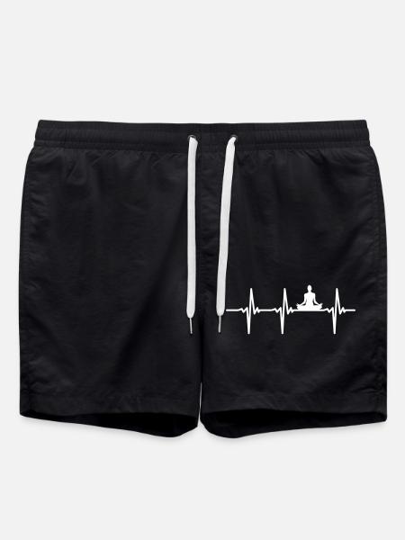 Heartbeat Yoga Vector - Swim Trunks - black