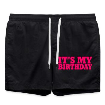 Its my birthday - Badeshorts - Schwarz - Vorne - AI Model Male 185 light (185cm)