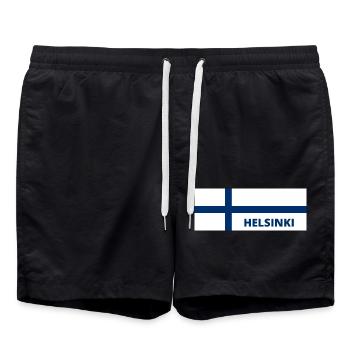 La ville d’Helsinki dans le drapeau finlandais - Short de bain - noir - Devant - AI Model Male 185 light (185cm)