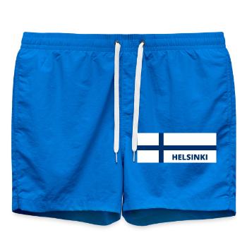Helsinki City in Finnish Flag - Swim Trunks - cobalt blue - Front
