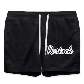 Rostock - Textdesign mit Stadtnamen - Badeshorts - Schwarz - Vorne - AI Model Male 185 light (185cm)